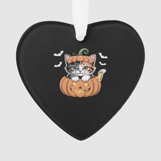 Cute Halloween Kitten in a Pumpkin Classic T-Shirt Ornament (Vorderseite)