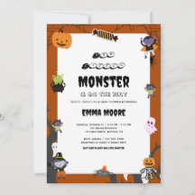 Cute Halloween Monster Baby Shower Design