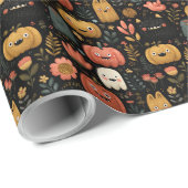 Cute Halloween Monsters and Pumpkins Pattern Geschenkpapier (Rolleneckpunkt)