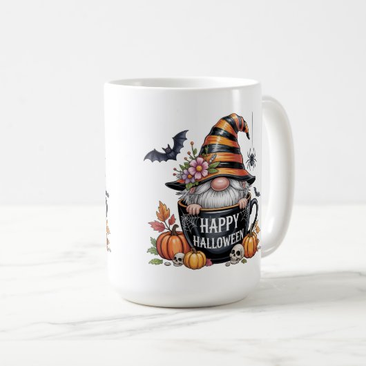 Cute Halloween Mug with Elf in Coffee Cup | Happy  Kaffeetasse (VorderseiteRechts)
