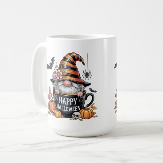 Cute Halloween Mug with Elf in Coffee Cup | Happy  Kaffeetasse (Vorderseite Links)