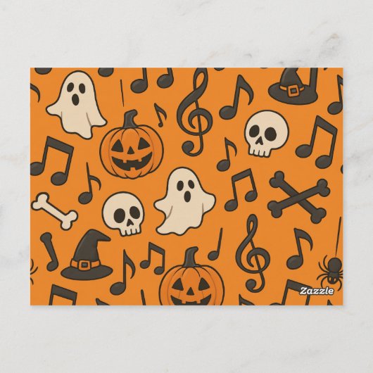 Cute Halloween Music postcard Postkarte (Rückseite)