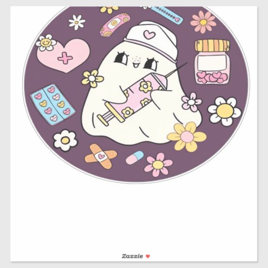 Cute Halloween Nurse Oversized T-Shirt Aufkleber (Blatt)