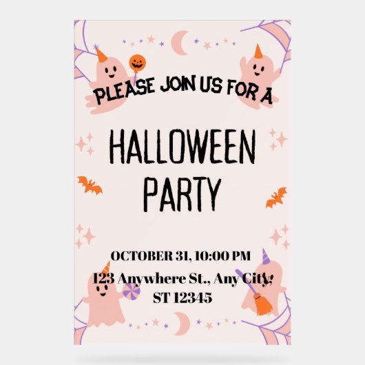 Cute Halloween Party Invitation Acrylschild (Vorderseite)