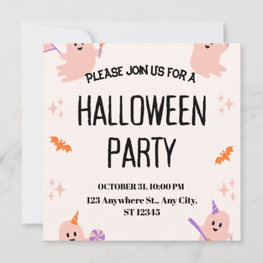 Cute Halloween Party Invitation Einladung (Vorderseite)