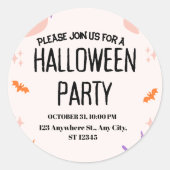 Cute Halloween Party Invitation Runder Aufkleber (Vorderseite)