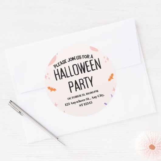 Cute Halloween Party Invitation Runder Aufkleber (Umschlag)