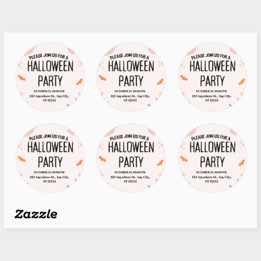 Cute Halloween Party Invitation Runder Aufkleber (Blatt)