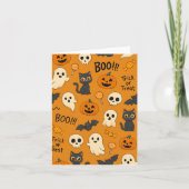 Cute Halloween Pattern with Ghosts, Pumpkins, Cats Karte (Vorderseite)