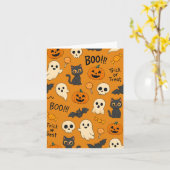 Cute Halloween Pattern with Ghosts, Pumpkins, Cats Karte (Gelbe Blume)