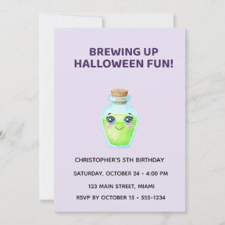 Cute Halloween Potion Birthday Invitation for Kids Einladung