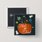 Cute Halloween Pumpkin and Ghosts Trick or Treat  Button (Vorne & Hinten)