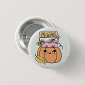 Cute Halloween Pumpkin Book Lover Button (Vorne & Hinten)