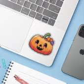 Cute Halloween Pumpkin - Kawaii Jack-o'-Lantern Aufkleber (Laptop mit iPhone)