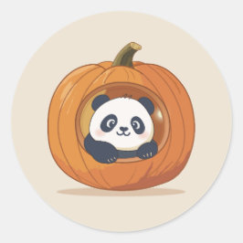Cute Halloween Pumpkin Panda Runder Aufkleber