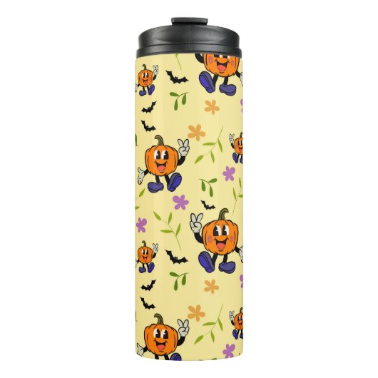 Cute Halloween Pumpkin Seamless Pattern  Thermosbecher (Vorderseite)