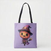 Cute Halloween pumpkin witch Tasche (Vorderseite)