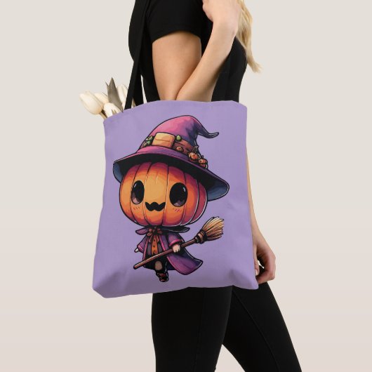 Cute Halloween pumpkin witch Tasche (Von Nahem)