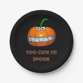 cute Halloween pumpkin with funny face Pappteller (Vorderseite)