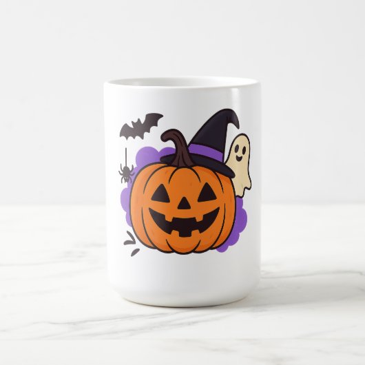 Cute Halloween Pumpkin with Witch Hat – Ghost & Ba Kaffeetasse (Mittel)