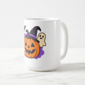 Cute Halloween Pumpkin with Witch Hat – Ghost & Ba Kaffeetasse (VorderseiteRechts)