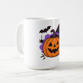 Cute Halloween Pumpkin with Witch Hat – Ghost & Ba Kaffeetasse (Vorderseite Links)