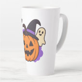 Cute Halloween Pumpkin with Witch Hat – Ghost & Ba Milchtasse (Rechte Ecke)