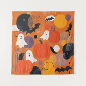 Cute Halloween Pumpkins and Ghosts Wandteppich (Vorderseite)