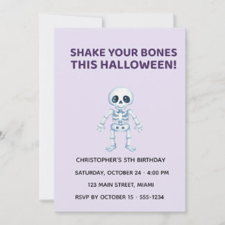 Cute Halloween Skeleton Birthday Invitation Einladung