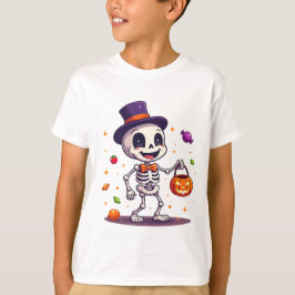 Cute halloween skeleton candy t-shirt design