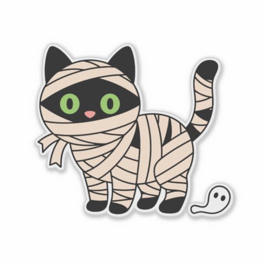 Cute Halloween Skeleton Cat Sticker (Vorderseite)
