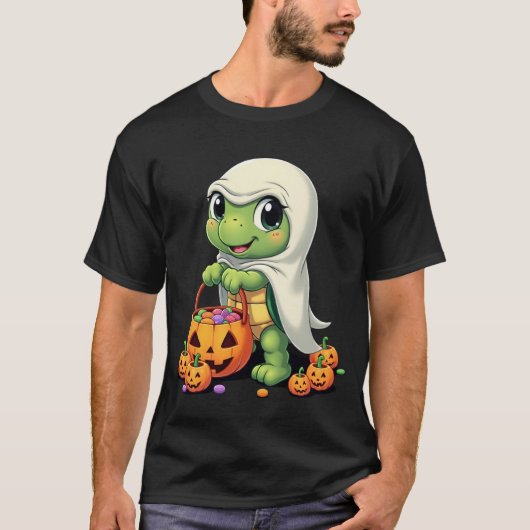 Cute Halloween Turtle Ghost mit Candy (4) T-Shirt (Vorderseite)
