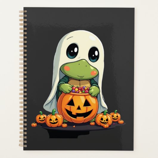 Cute Halloween Turtle Ghost with Candy (5) Planer (Vorderseite)