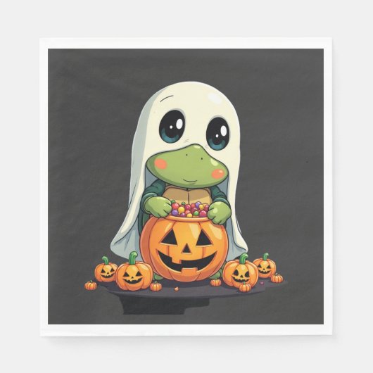Cute Halloween Turtle Ghost with Candy (5) Serviette (Vorderseite)