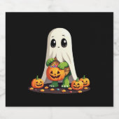 Cute Halloween Turtle Ghost with Candy (6) Schaumweinetikett (Einzelnes Label)