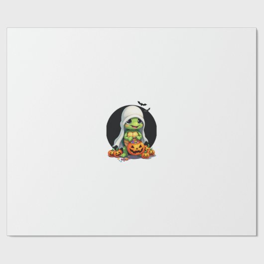 Cute Halloween Turtle Ghost with Candy (7) Geschenkpapier (Flach)