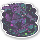 Cute Halloween Werewolf Skateboard Sticker (Vorderseite)