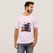 Cute Halloween Witch Cat & Pumpkin Friend  🐾🎃 T-Shirt (Vorne ganz)