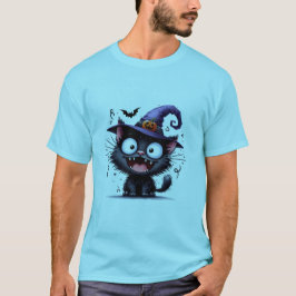 Cute Halloween Witch Cat Pumpkin Hat Sticker ✨🐾🎃 T-Shirt