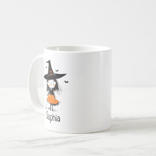 Cute Halloween Witch Illustration Kaffeetasse (Vorderseite Links)