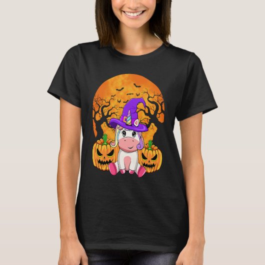 Cute Halloween Witchy Unicorn Halloween Custome T-Shirt (Vorderseite)