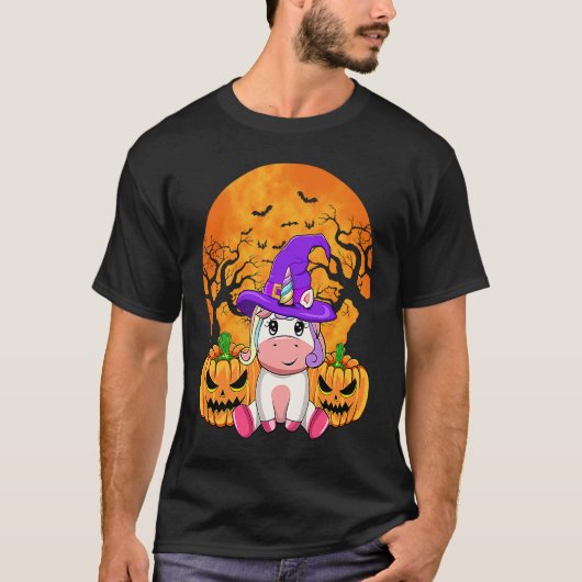 Cute Halloween Witchy Unicorn Halloween Custome T-Shirt (Vorderseite)