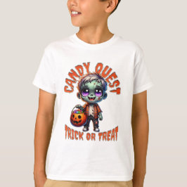 Cute Halloween Zombie Kid Candy Quest T-Shirt