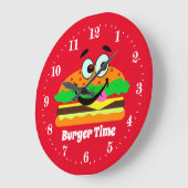 Cute Hamburger Lovers add Große Wanduhr (Winkel)