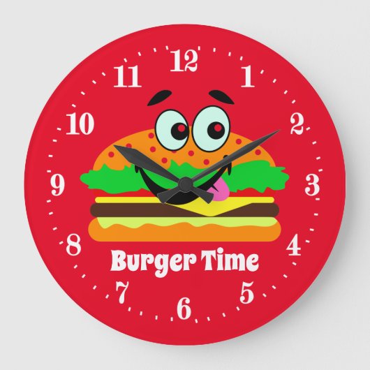 Cute Hamburger Lovers add Große Wanduhr (Vorderseite)