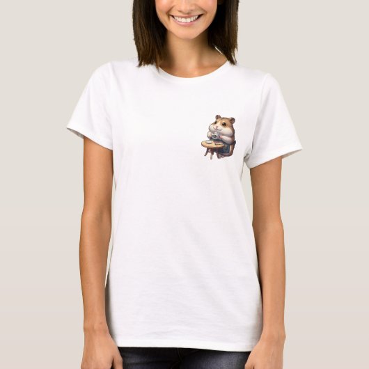 Cute Hamster Character Drinking "Mini Mocha" Coffe T-Shirt (Vorderseite)