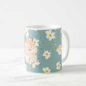 Cute Hamster & Daisy Pattern Mug – Sweet PastelMug Kaffeetasse (VorderseiteRechts)