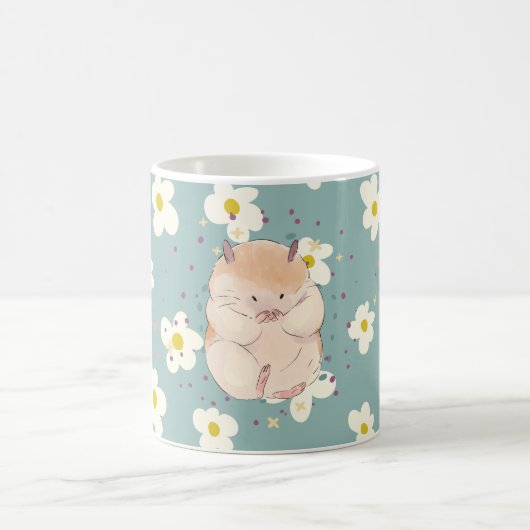 Cute Hamster & Daisy Pattern Mug – Sweet PastelMug Kaffeetasse (Mittel)