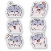 Cute Hamster Emoji Reaction Faces Vinyl Sticker  (Vorderseite)