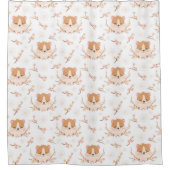 Cute Hamster Face and Pink Flowers Pattern Bath Duschvorhang (Vorderseite)